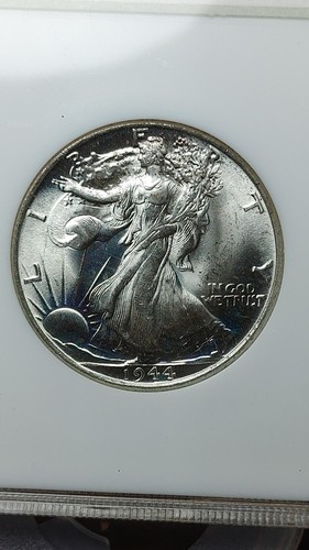 1944 Walking Liberty Silver Half Dollar 50C Old Fatty Holder NGC MS65 5125 - Picture 3 of 4