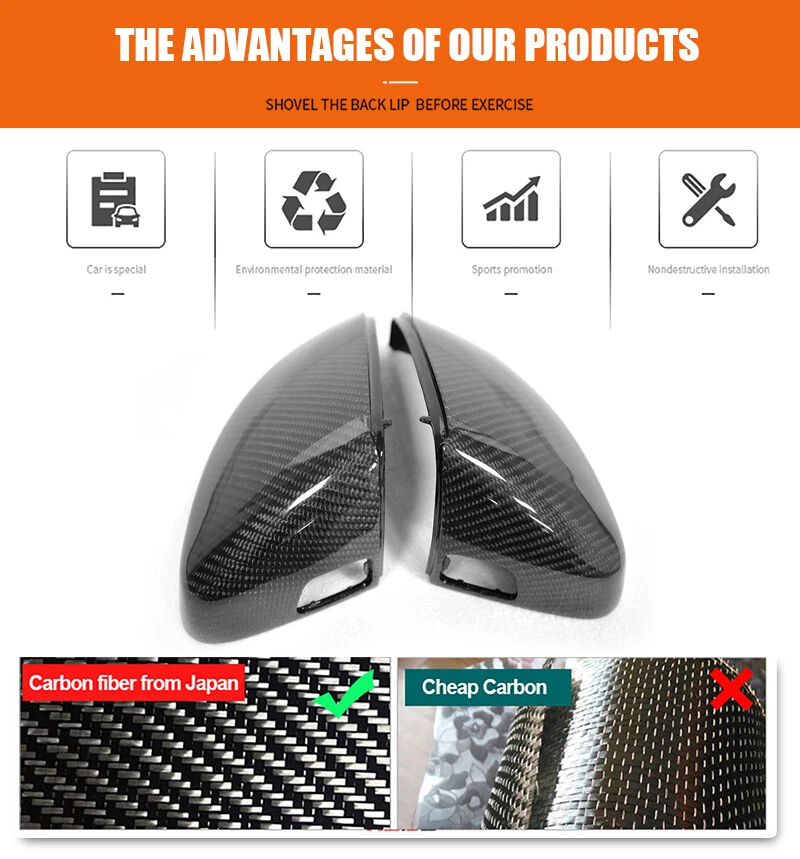 НАСТОЯЩАЯ углеродная сменная крышка зеркала с помощником по полосе движения для Audi A3 S3 15+ - Изображение 2 из 4