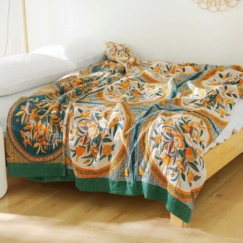 Gauze Cotton Blankets Flowers Sofa Towel Summer Blanket Soft Leisure Boho Sheets - Picture 19 of 58