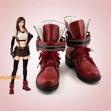 Customize Final Fantasy VII Remake Tifa Lockhart Cosplay Shoes Red Leather Boots