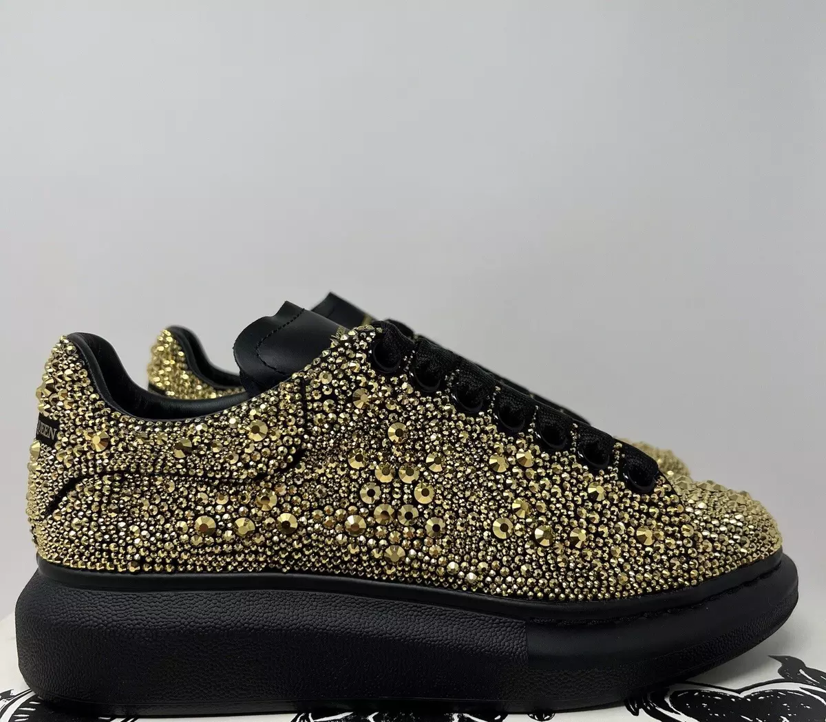 Alexander McQueen Oversized Leather Sneakers Black/gold for Men