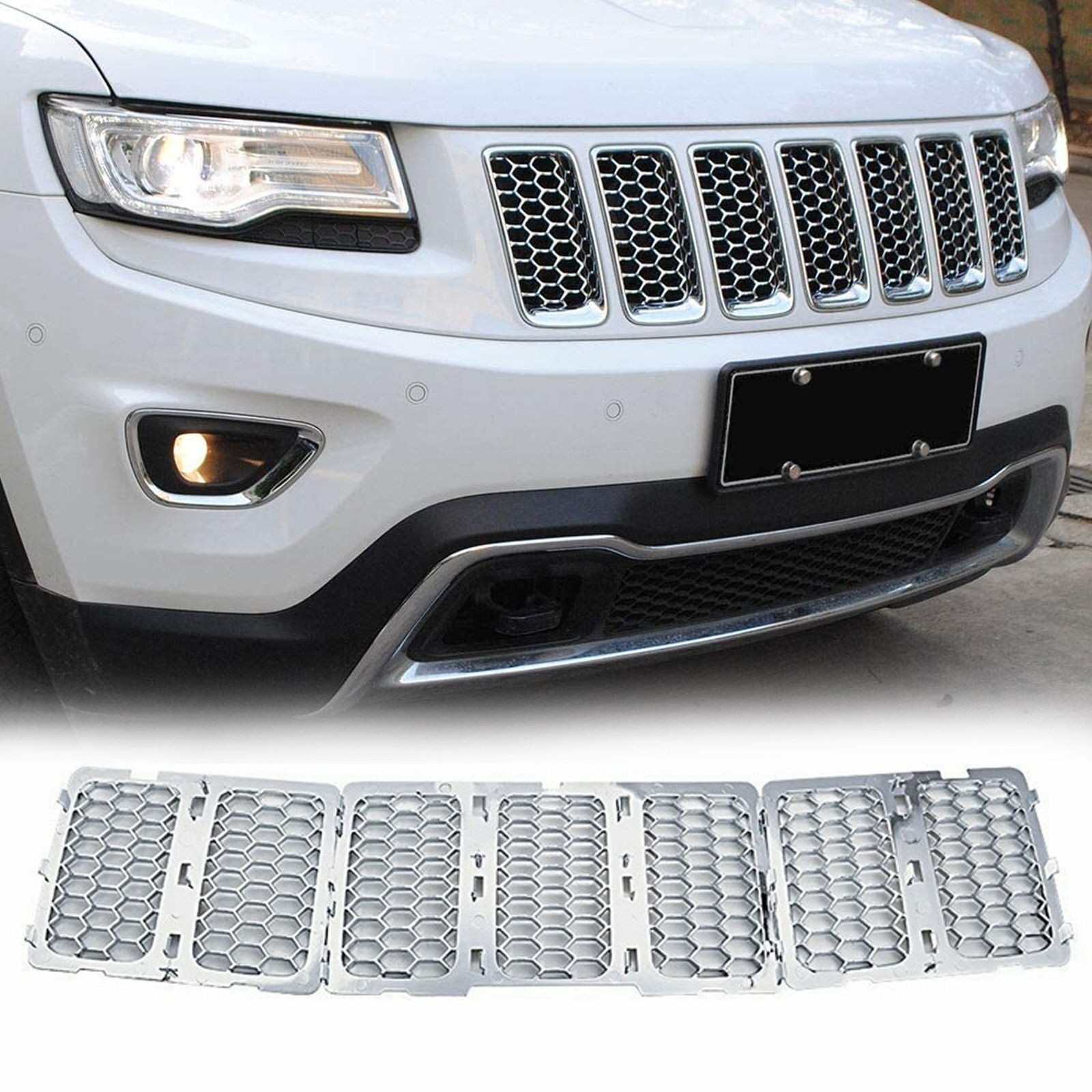 Front Grill Honeycomb Mesh Grille Insert Kit For Jeep Grand Cherokee 2014-2016