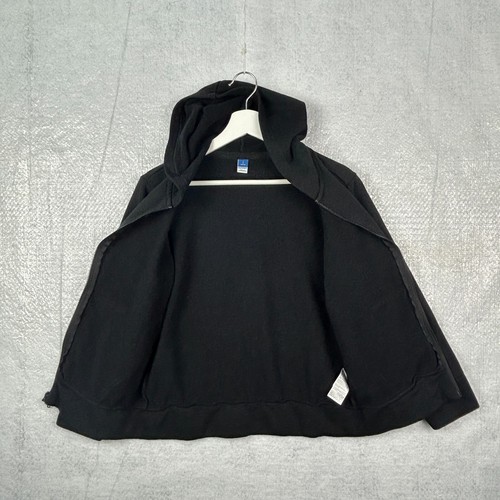 Old Navy Hooded Sweatshirt Large (10-12) Boys Fleece Zip Front Black Jacket - Picture 4 of 9