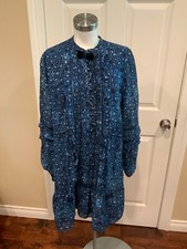 Figue Blue Heart Tie-Dye Long Sleeve Mini Dress Size Medium
