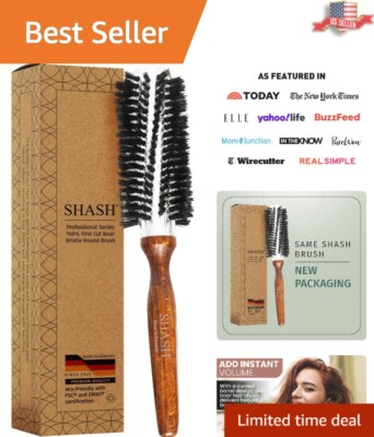 Sleek Round Brush with Super-Grip Handle -  Boar Bristles for All Styles