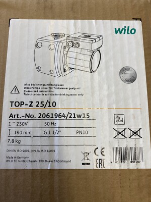 Wilo Top-Z 25/10 Trinkwasser-Zirkulationspumpe (Nip)