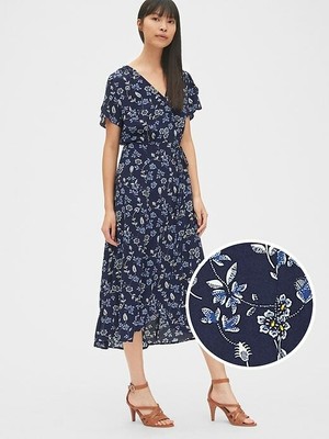 navy wrap dress short sleeve