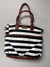 kidnid Black White Striped diaper bag Clutch W Handles Detachable Strap