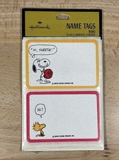 VTG Hallmark Peanuts Snoopy Woodstock Name Tags 16 Self Adhesive Stickers NOS