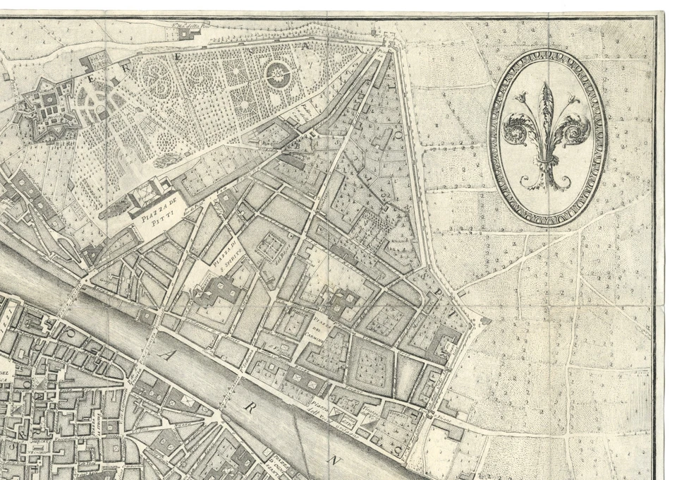 Mapa antiguo "Pianta della citta di Firenze" (Italia) Ruggieri, 1850 Foto 3 de 4