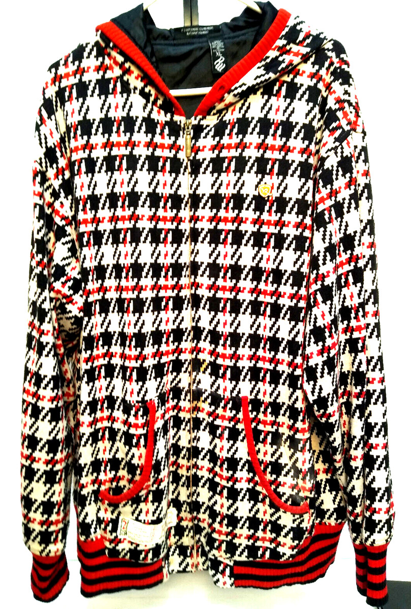 ROCA WEAR White/Black/Red front zip, hooded, lined jacket, Size XL