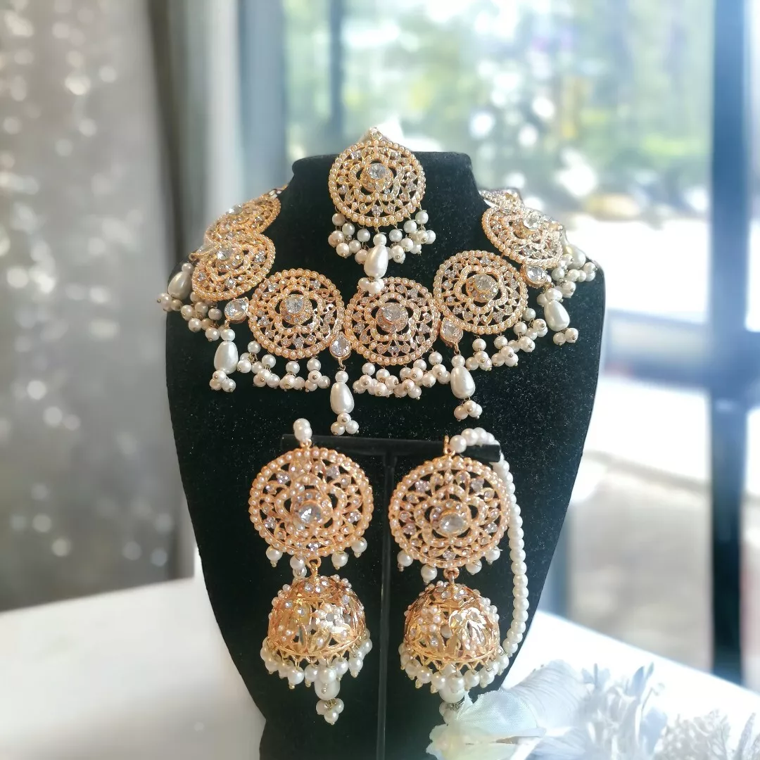 Faryal Makhdoom Pakistani Indian Bridal Necklace Earrings Tikka Jewellery  Set UK | eBay