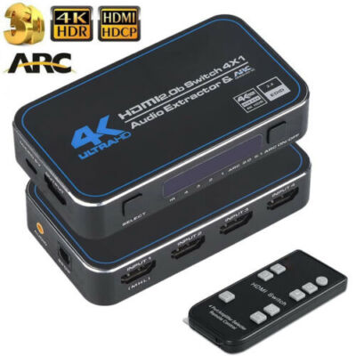 4K 60Hz HDMI 2.0 Switch 4X1 HDR HDMI ARC Audio Extractor Splitter 5.1CH Optical