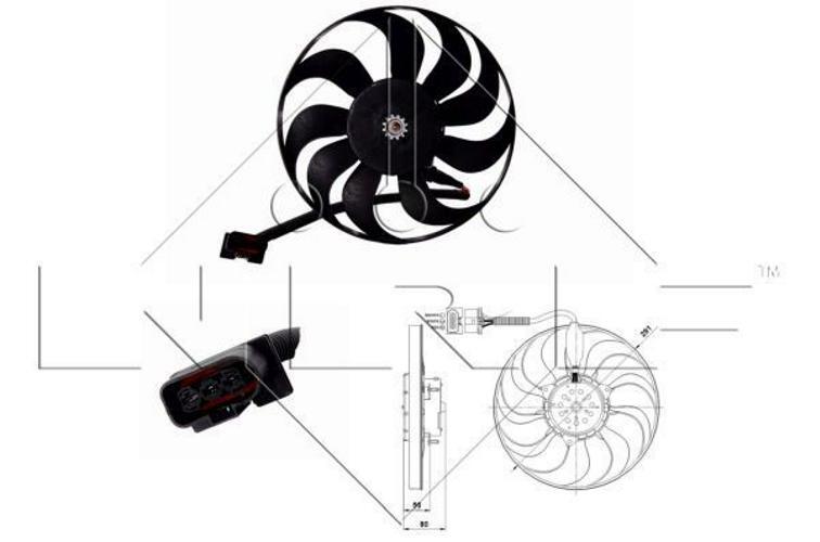 Ventilateur de radiateur 220/60W pour VW Golf et Polo en plastique renforcé