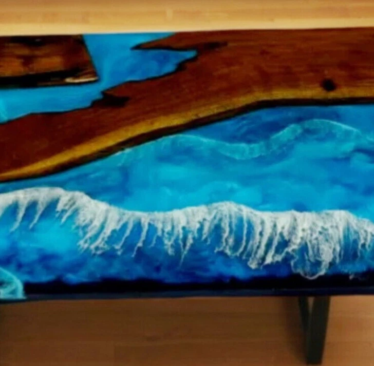 Wood Epoxy Coffee Table, Made To Order , River Side Table, Epoxy Sofa Table - Image 3 of 4