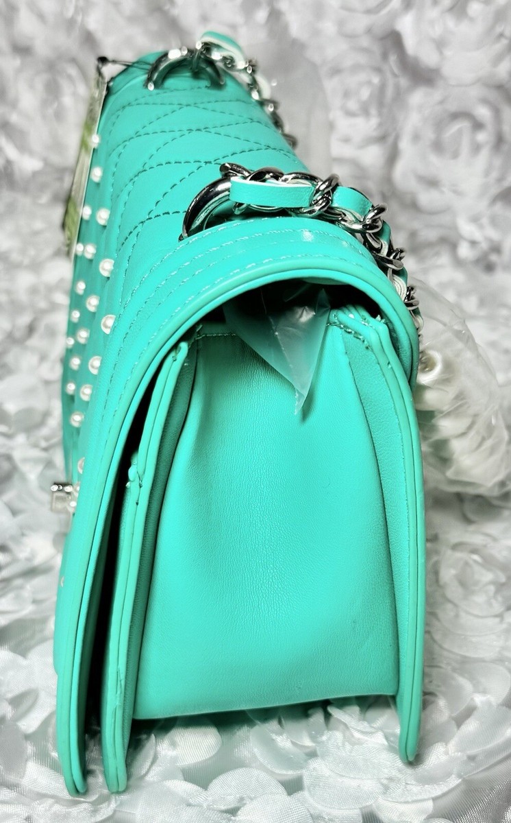 【未使用品】BADGLEY MISCHKA パーティーバッグ Badgley Mischka NWT Green Crossbody Purse Faux Pearl Handle