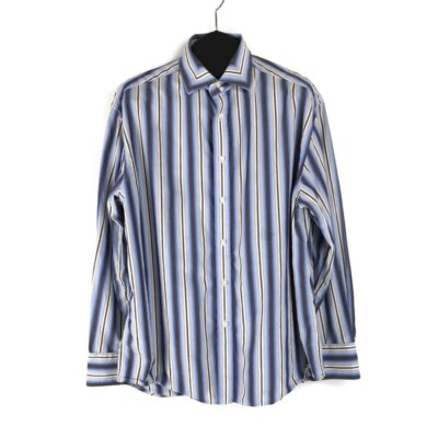 Robert Graham Striped Dress Shirt Men's Size 2XL Long Sleeve 100% Cotton Woven