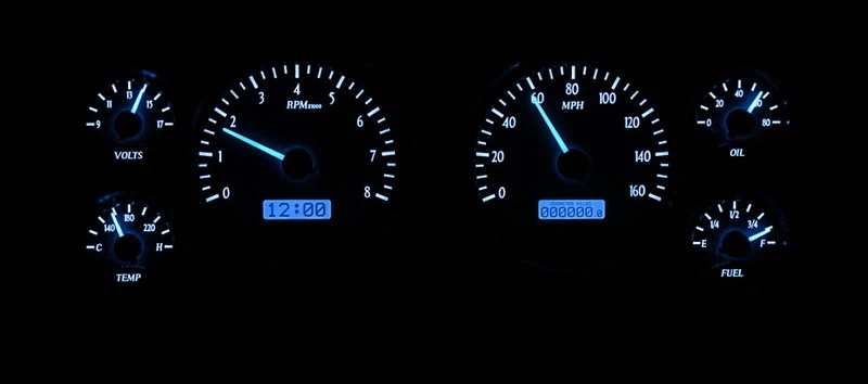 Medidor de tablero analógico Dakota Digital 79-86 Ford Mustang plateado azul VHX-79F-MUS-S-B Foto 3 de 4