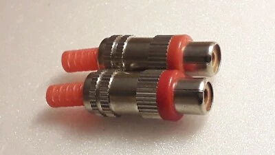 2 Fiches RCA/CINCH. Femelle Rouge métal Plastique. A souder. - Photo 1/2