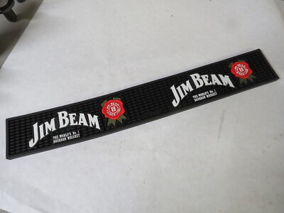 Jim Beam Bourbon Rubber Bar Rail Runner Spill Mat Heavy Duty NEW 24'' X 3.5'' 