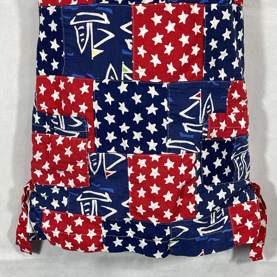 Girls CORKY'S KIDS RED WHITE BLUE STARS Sailboats SLEEVELESS SHIFT DRESS Size 4 - Image 3 of 4