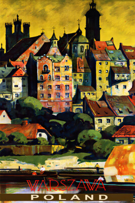 Poland Warsaw Warszawa City Travel Vintage Art Wall Room Poster - POSTER 20x30