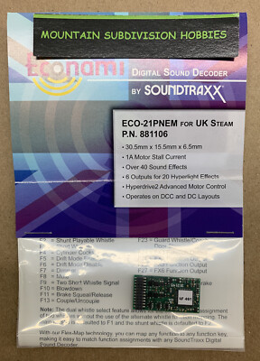 New Soundtraxx 881106 UK Steam Econami ECO-21PNEM DCC Sound Decoder | $5 Offer