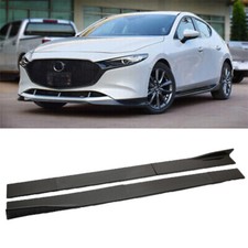 Carbon Fiber Style Side Skirt Rocker Panel Lip For Mazda 3 Hatchback 2004-2021