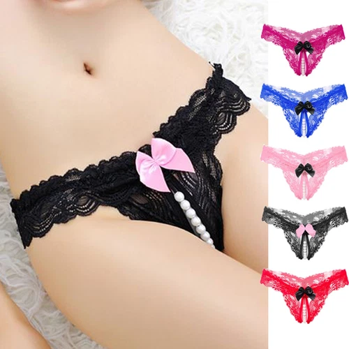 Sexy Damen-Spitzenhöschen Mit Schritt Und Perlen Tanga Dessous Amerikanische〒 - Bild 1 von 27