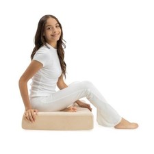 Memory Foam Floor Pillow, 22" Decorative Square Floor Cushion with Soft Ivory