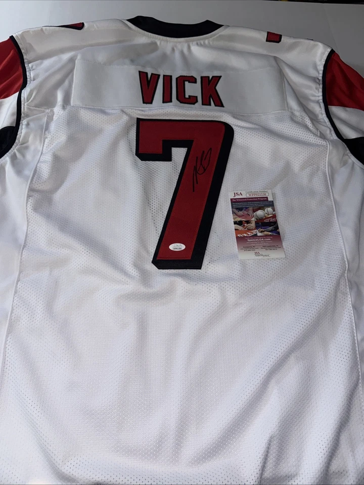 Autographed/Signed MICHAEL MIKE VICK Atlanta White Football Jersey JSA Cert - Image 2 of 4