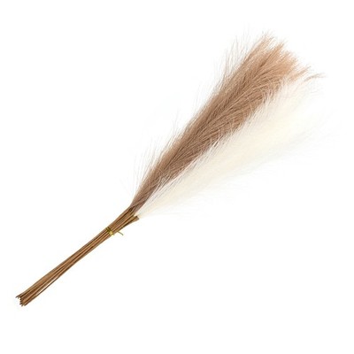 20Pcs Faux Pampas Grass,21''/55cm Fake Pampas Grass Decor,Brown/Cream