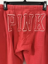 Vintage Y2K PINK Victoria's Secret Red Straight Leg Sweatpants Logo Embroidered