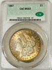 1887 P Morgan Silver Dollar CAC MS62 Toned in Hues of Gold