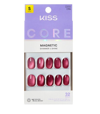 KISS CORE MAGNETIC 32 GLUE ON NAILS ''Flaming'' Short NEW