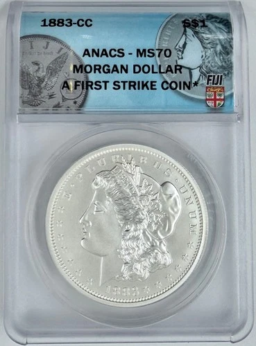 2023 Fiji $1 1883-CC Morgan Silver Dollar ANACS MS 70 First Strike 1 oz .999