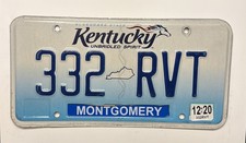 2020 Kentucky License Plate Bluegrass State Unbridled Spirit KY # 332 RVT