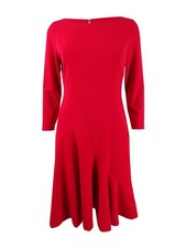Tommy Hilfiger Women's Asymmetrical Fit & Flare Dress (12, Scarlet)