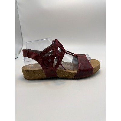 Josef Seibel Tonga 23 Womens Red Leather Lace Up Gladiator Sandals Size 39 EU