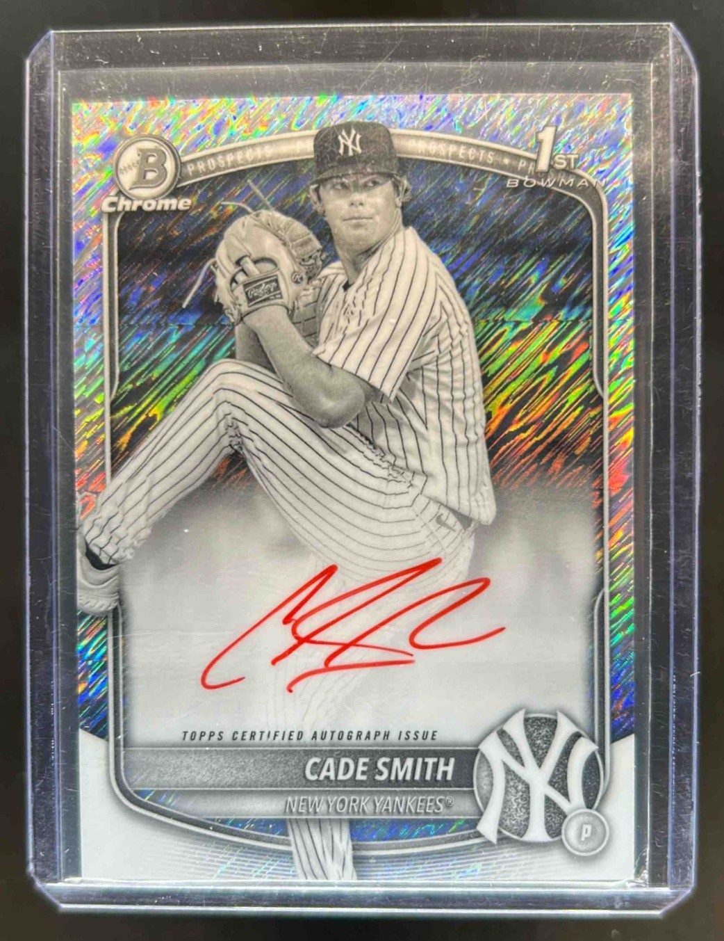 2025 Bowman Chrome Cade Smith Auto Black and White Shimmer Refractor 1st #CPA-CS