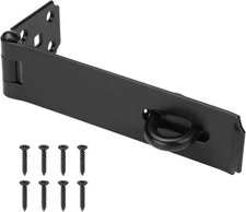 7-1/2" Heavy Duty Door Lock Hasp Latch, 1/8" Thicker Iron Gate Black 