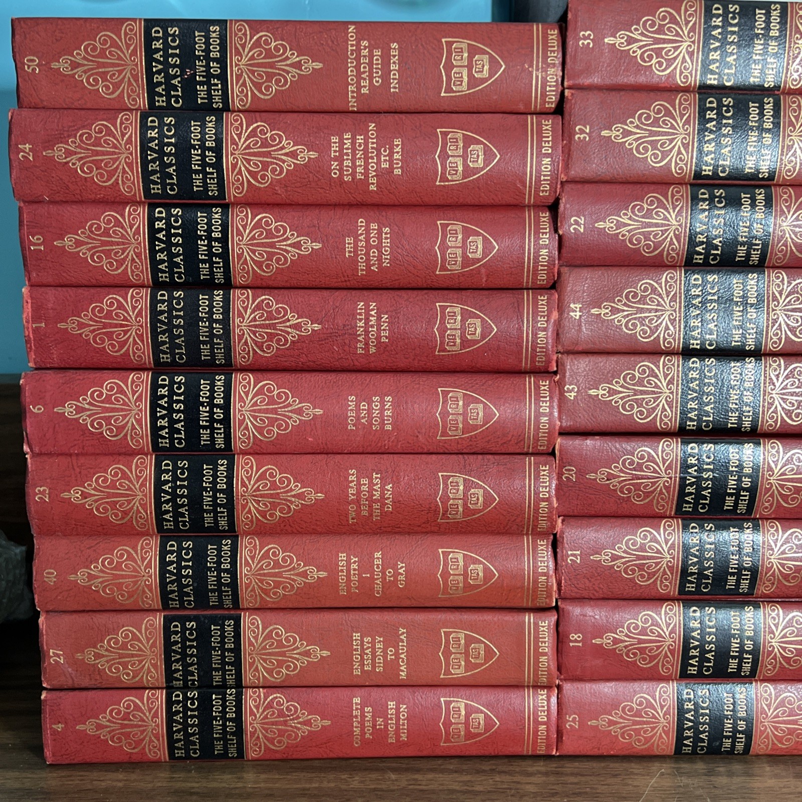 Harvard Classics Complete Set of 52 Five Foot Shelf of Books 1961 Deluxe Edition