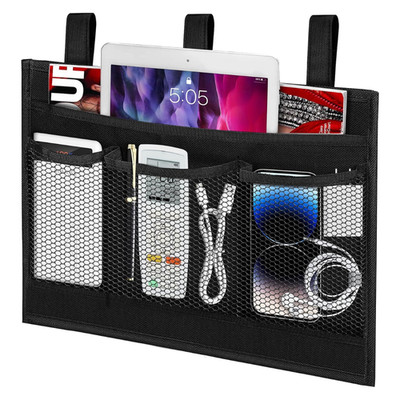 Bedside Caddy Organizer Hanging Storage Pocket Dorm Bunk Bed Rail Black