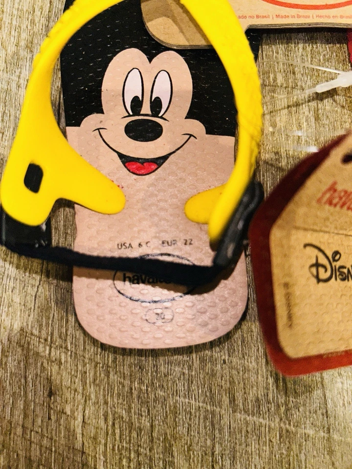 Havaianas Flip Flops Disney Mickey Mouse (Red/Yellow) Kids Size USA 6C **NWT** - Image 2 of 4