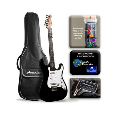 #ad #ad Ameritone quot;Learn to Playquot; Double Cutaway Black Electric Guitar $99.99