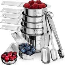 Stainless Steel Measuring Cups and Spoons Set 13 - New - Gordo Boss