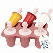 Baby Popsicle Mold, Silicone Teething Mold 6-Cavity Infant Ice Pop tray BPA-free