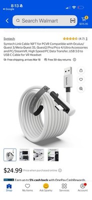 Syntech Link Cable 16FT for PCVR Compatible with Oculus/Quest 3/Meta Quest 3S, Q