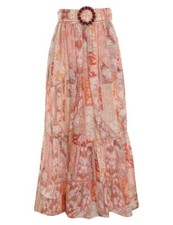 BNWT AUTHENTIC ZIMMERMANN KALEIDOSCOPE MIDI SKIRT in RED SWIRL FLORAL Size 1