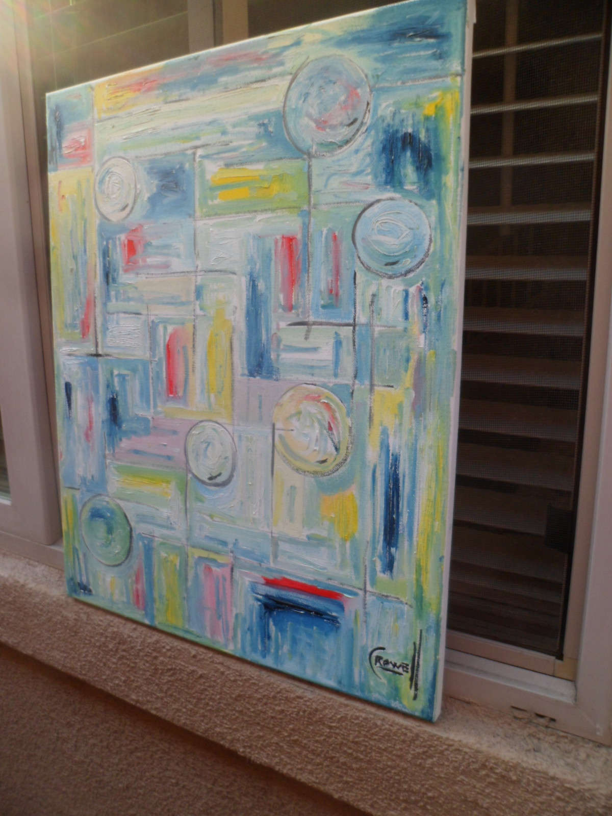 abstract THE LOST HORIZON  big 16x20 canvas original oil painting signed CROWELL